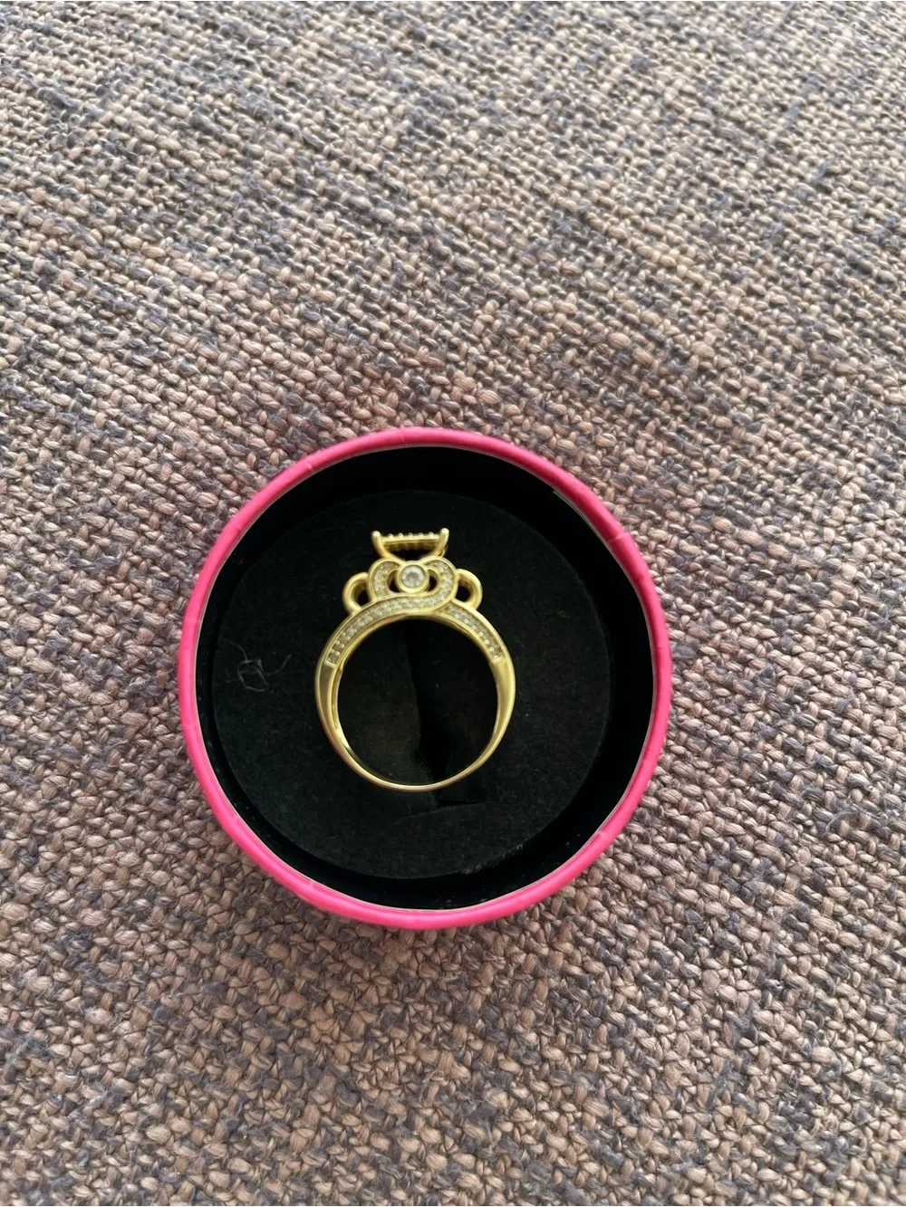 Sharper Image Gold Pavé Square-Top Statement Ring